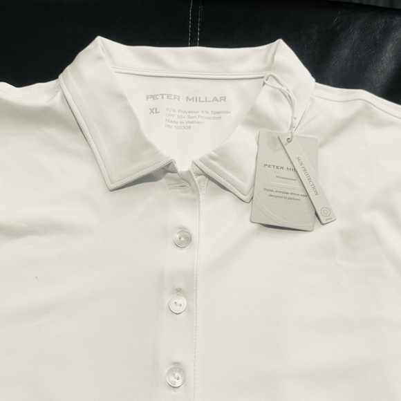 NWT Peter Millar Women's White Golf Polo Shirt Size:XL 50+ Sun Protection - Picture 3 of 10